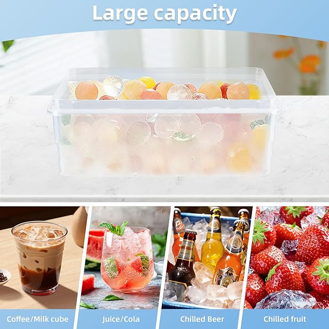 2 Pack Ice Cube Trays Set -with Lids, Storage Container & Ice Tongs, 66-Count - Image 5