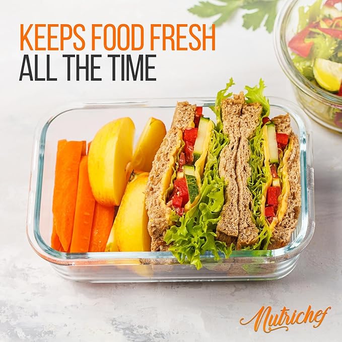 Nutrichef 10-Piece Glass Food Containers - Image 6