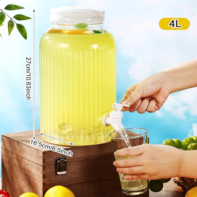 SiliFine 2 Pieces 1 Gallon Plastic Beverage Dispenser