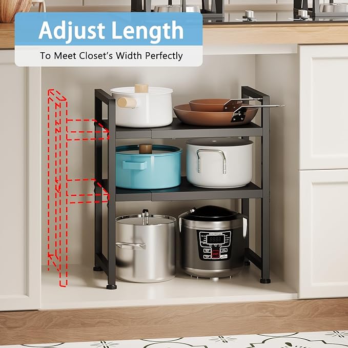 2-Tier Expandable Metal Storage Shelves, 150LBS Heavy Duty Shelving Units and - Image 5