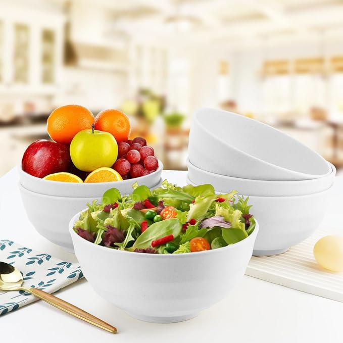 60 OZ Wheat Straw Bowls, Large Popcorn Bowl Sets of 6, Unbreakable Large - Image 6