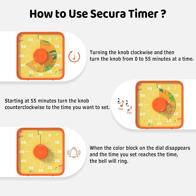 Secura 7.5-Inch Animal Pattern Visual Timer - Image 3