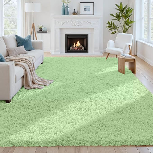 6x9 Area Rugs for Living Room Rug: Soft Fluffy Shag Mint Green Rugs for Bedroom by CarpetAddColortoYourLife