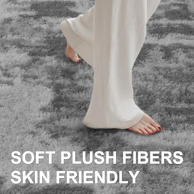 5x7 Ft Large Shag Rugs for Bedroom Living Room, Tie Dyed Ultra Soft Fluffy - Image 4