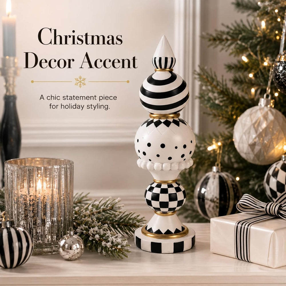 Black and White Checkered Fall Halloween Table Mantle Home Decor
