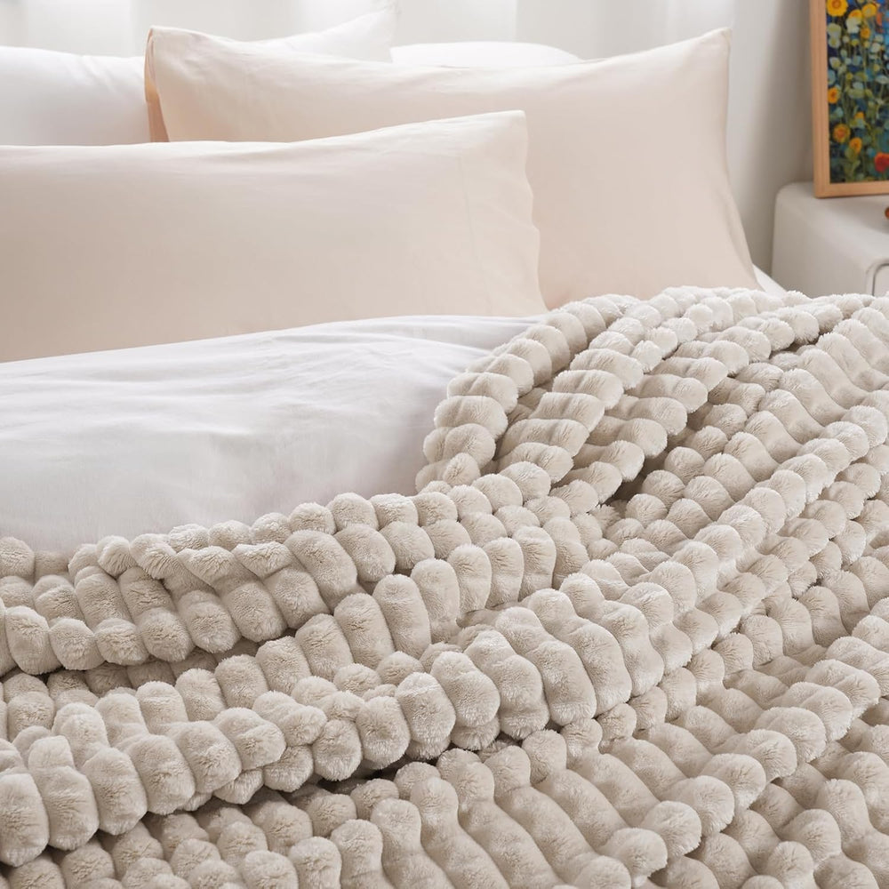 PHF Luxury Soft Fleece Blanket King Size for Bed No-Shed Oak 108"x90"