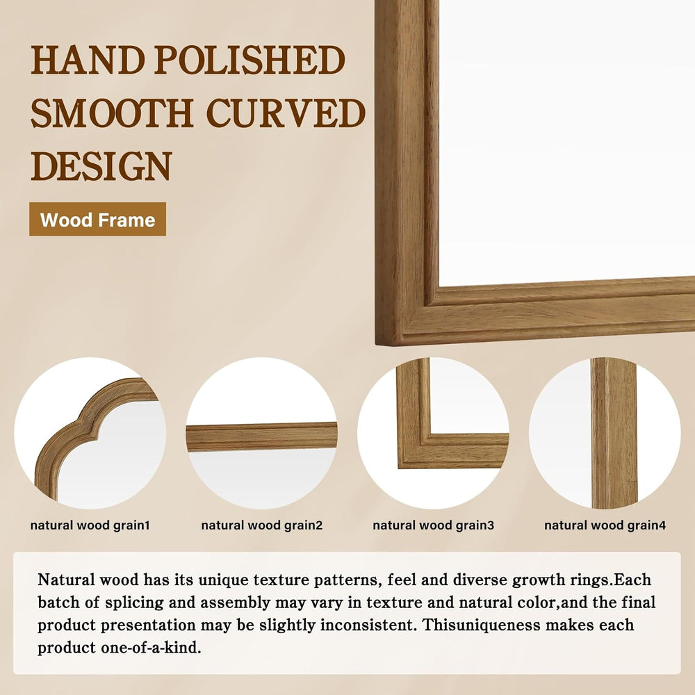 WallBeyond 24" x 36" Natural Wood Mirror for Wall Mounted, Rustic W...