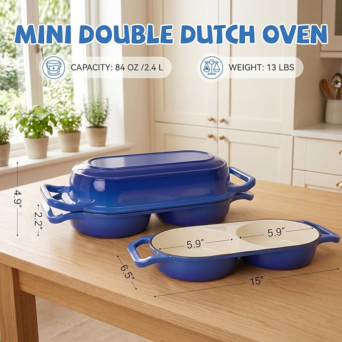 Double Dutch Oven Pot with Lid, Enameled Cast Iron Bread Loaf Pan, Dutch Oven - Image 3