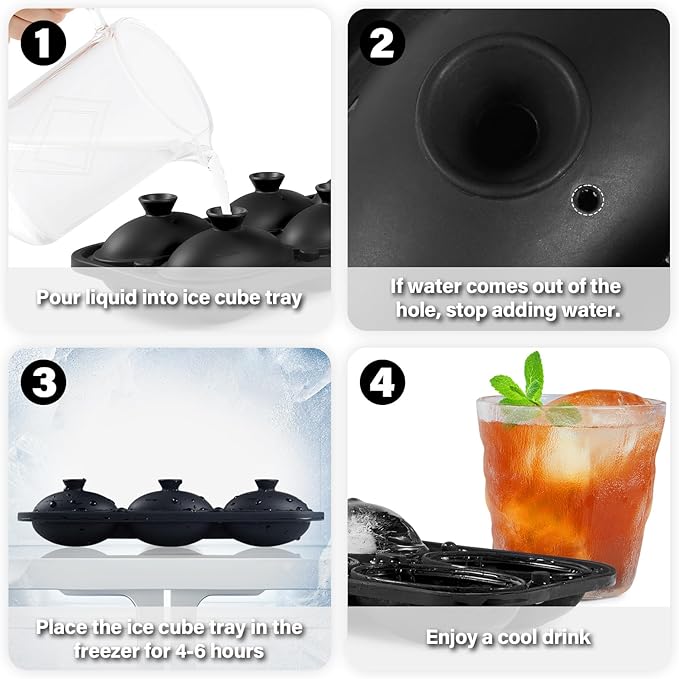 Silicone Large Ice Cube Tray, 6 Big Football Ice Cube Trays - Image 6