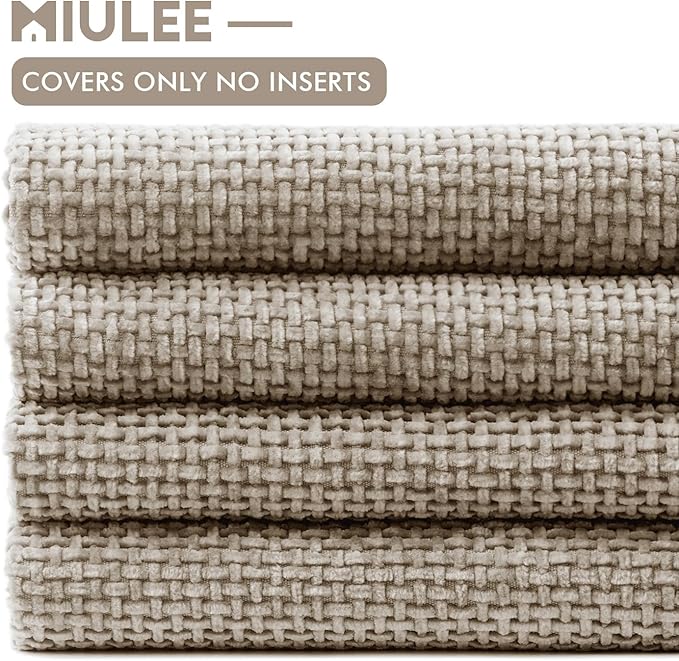 MIULEE Pack of 4 Couch Throw Pillow Covers 18x18 Inch Khaki Soft Decorative - Image 6