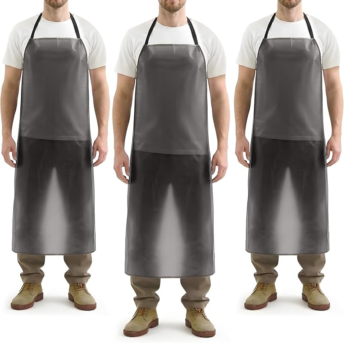 Hercicy 3 Pcs Heavy Duty Waterproof Aprons 47" PVC Vinyl Aprons Transparent by Hercicy