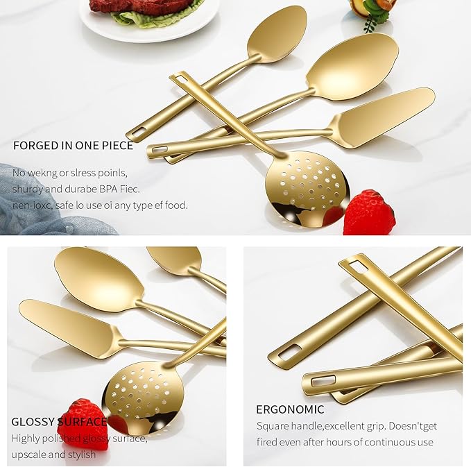 Lazycorner Cooking Utensil Set 11 Pcs Stainless Steel Kitchen Utensils Set Wok - Image 3