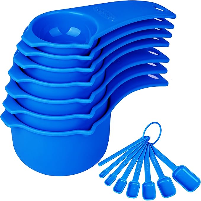 Plastic Measuring Cups and Spoons Set 15, Metric & US 7 Measure Cups & 7 by Smithcraft