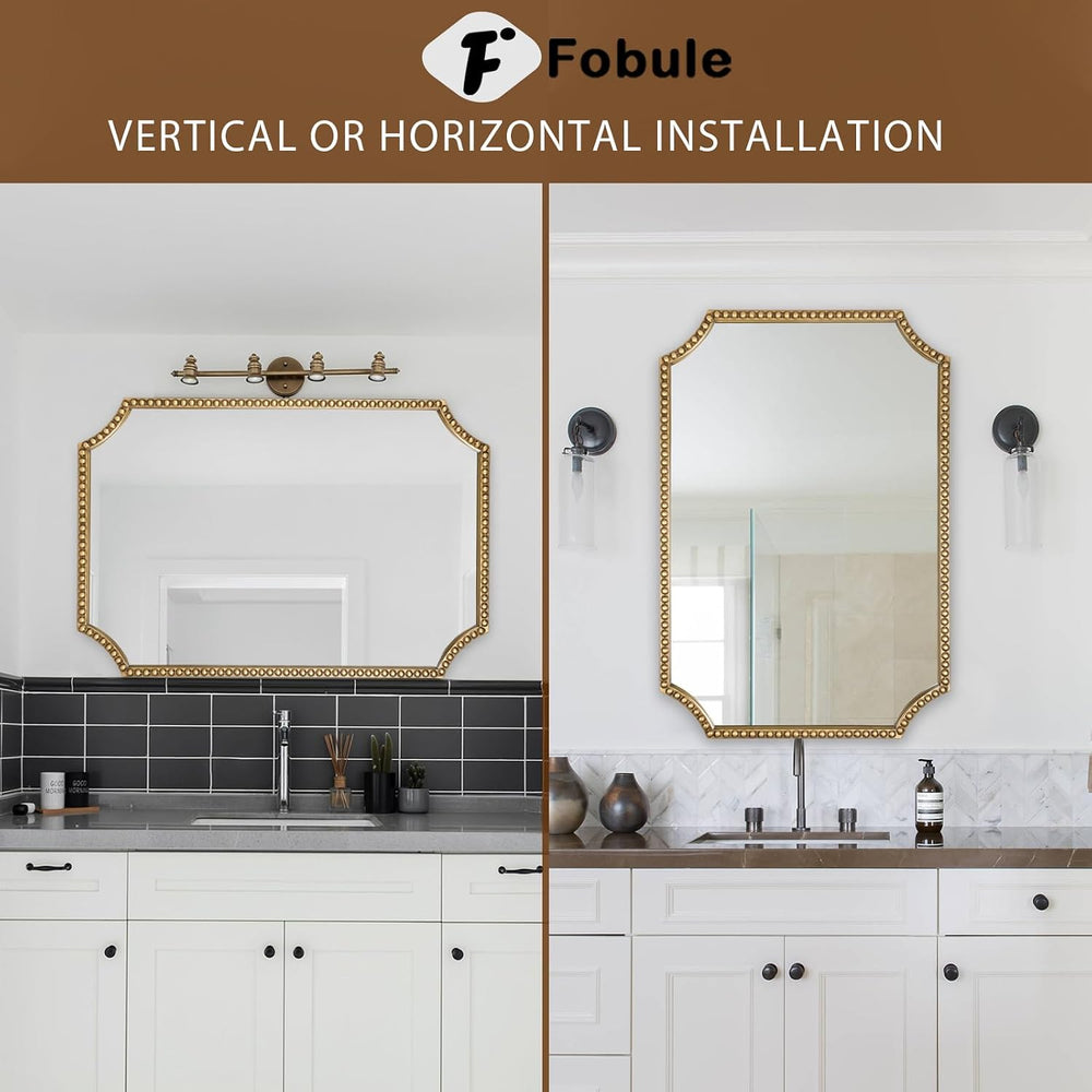 24"x36" Mirror for Wall, Scalloped Corners Rectangle Decorative Mir...