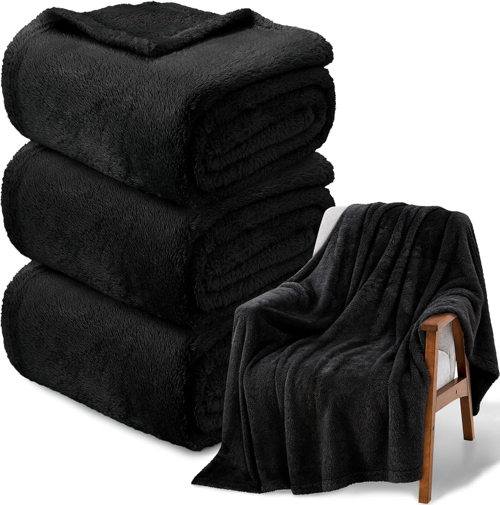 Fleece Throw Blanket Set 50x60 3-Pack, Soft Lightweight