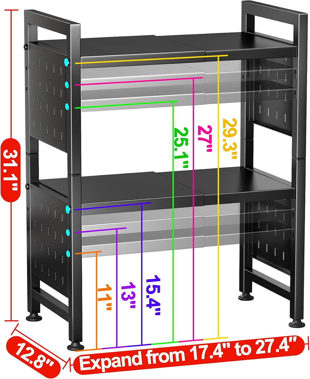 Microwave Stand, 3-Tier Expandable(17.4"- 27.4") Heavy Duty Adjusta...