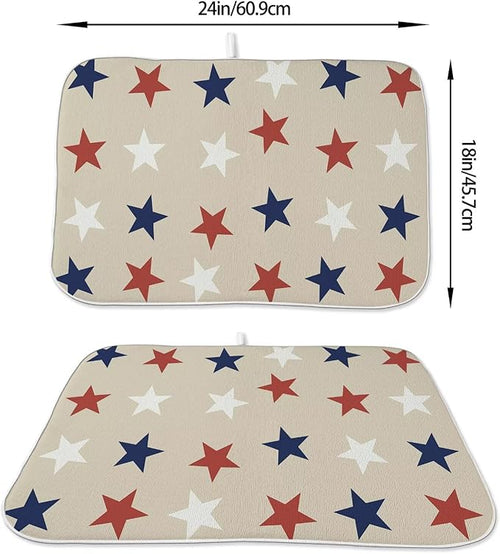 4th of July Dish Drying Mat 18 x 24 inch Independence Day Blue Red White Stars - Image 2
