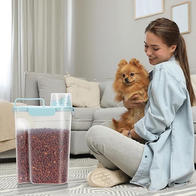 LEAWALK 5Lbs Airtight Cat Dog Food Storage Container (2 Pack)