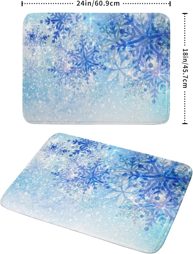 Giwawa 18"x24" Winter Blue Snowflakes Dish Drying Mat Christmas Snow Falling - Image 2