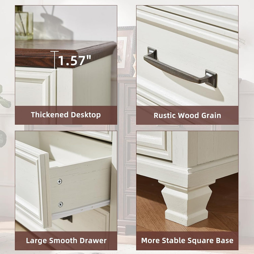 SAVOR LIFE Farmhouse Dresser and Nightstand Sets 3 Piece, White