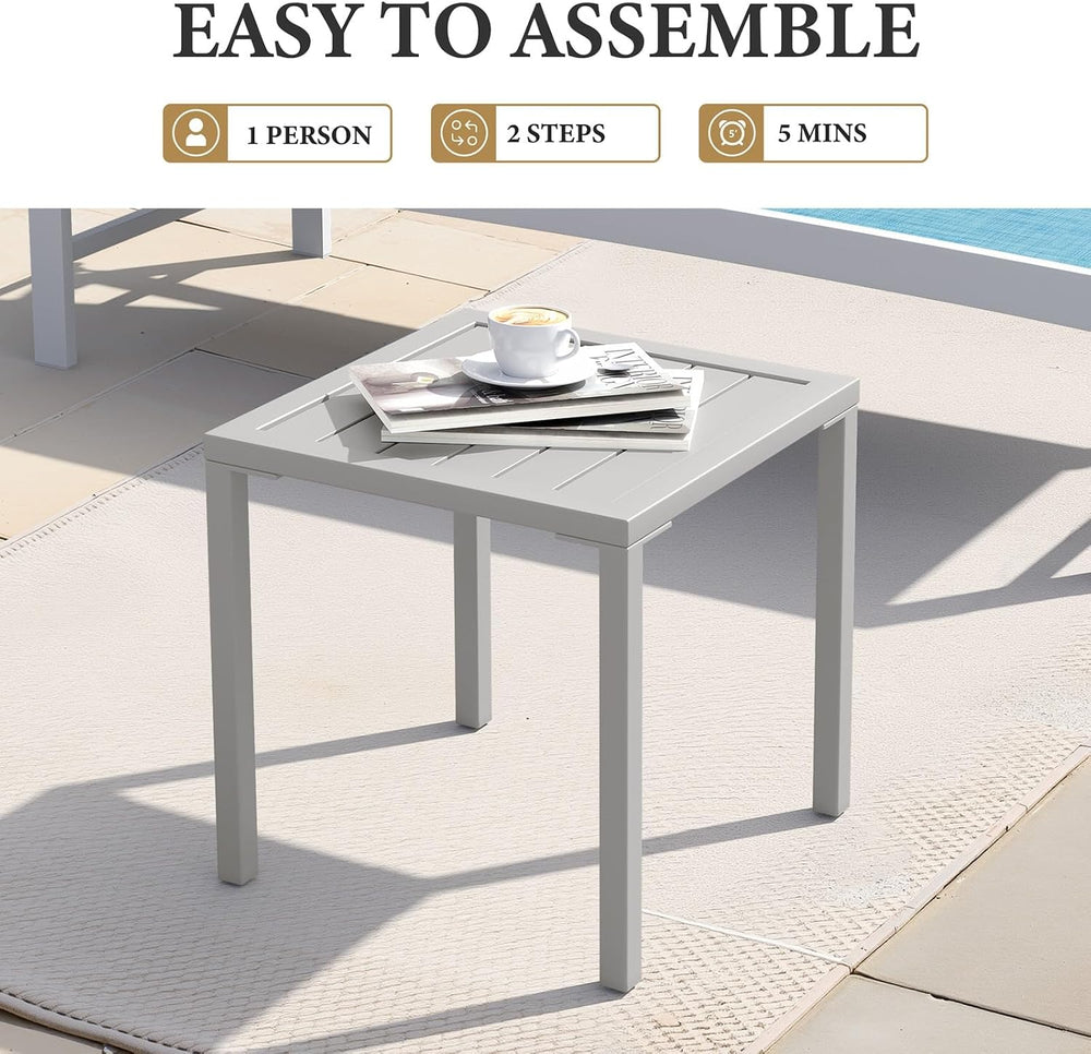 Crestlive Products Aluminum Outdoor Side Table Set of 2, Pool Lounge Chair Si...