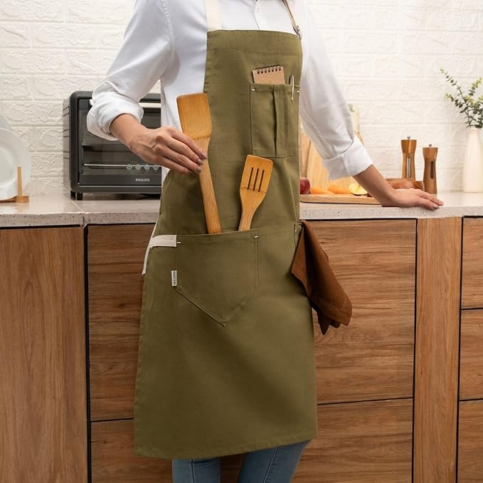 Cotton Canvas Apron for Women & Men – Adjustable Neck Strap & Waist Ties - Image 5