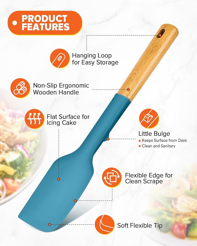 Silicone Spatula Spoon Set, and Spreading, Sturdy BPA-Free Matte Silicone - Image 3