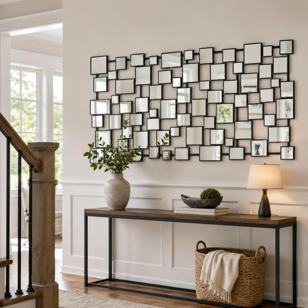 Large Modern Wall Mirror - 27.55"x55.1" Black Wall Mirrors Metal Fr...