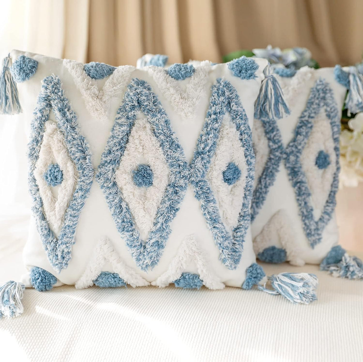 set of 2 cotton woven boho throw pillow, main product view