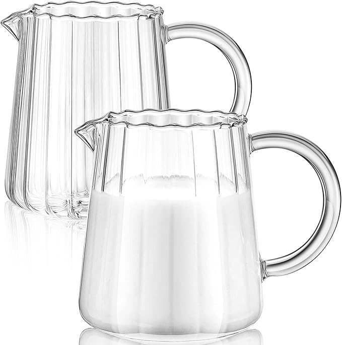 Leinuosen 2 Pcs Glass Pitcher Elegant Shaped Glass Tea Pitcher Coffee Milk by Leinuosen