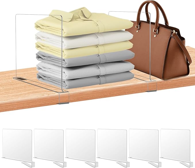 xydstay 6 Pack Clear Acrylic Shelf Dividers by xydled