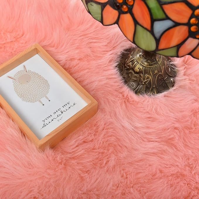 ORINOVA Pink Faux Sheepskin Fluffy Fur Rugs - Image 7