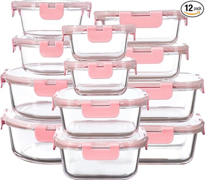 FAWLES 12 Pack Glass Storage Containers by FAWLES