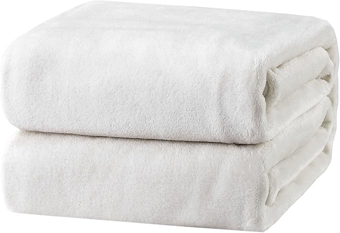Bedsure GentleSoft White Fleece Throw Blanket by BEDSURE