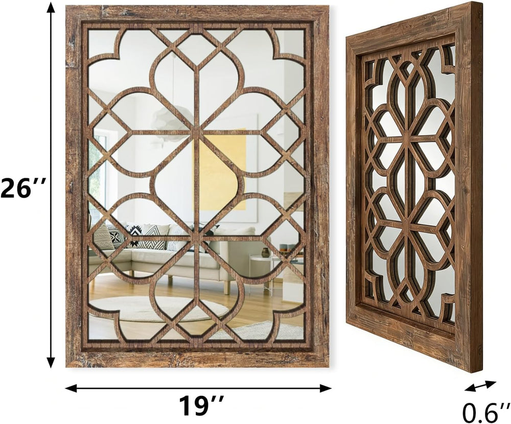 Set of 2 19x26 Inch Large Maroon Shatterproof Rectangular Wall Mirrors, Boho ...