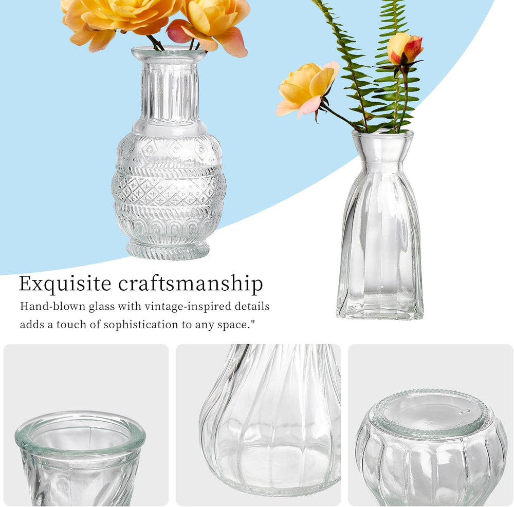 Glass Bud Vases Set of 32 - Assorted Small Mini Glass Vases for Flowers, Crys...