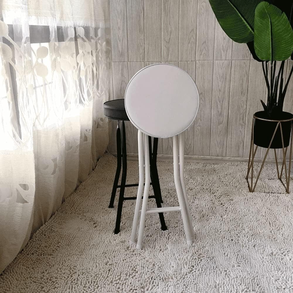 Foldable Round High Chair for Adults Compact White Folding Bar Stool Non Slip...