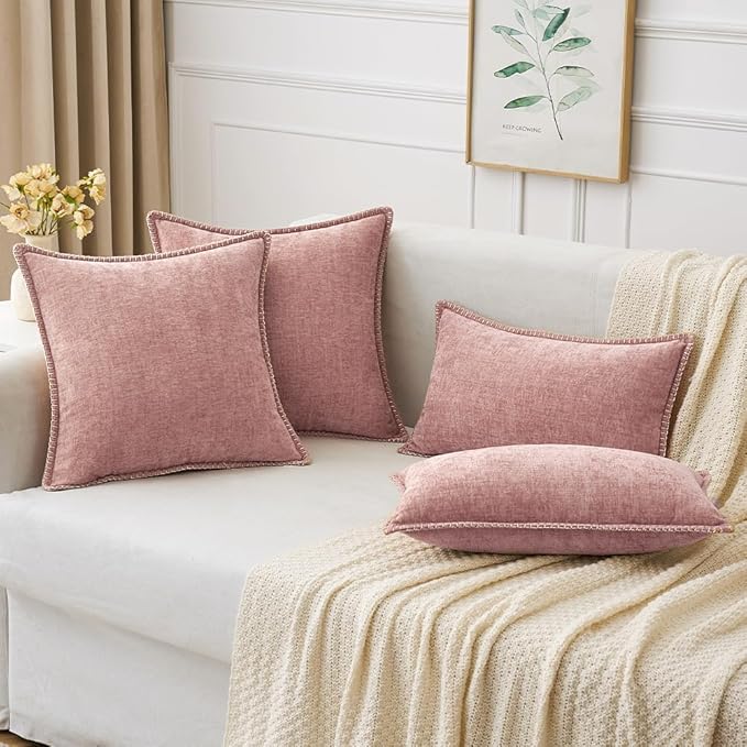 MIULEE Pack of 2 Couch Throw Pillow Covers 20x20 Inch Blush Pink Farmhouse - Image 5
