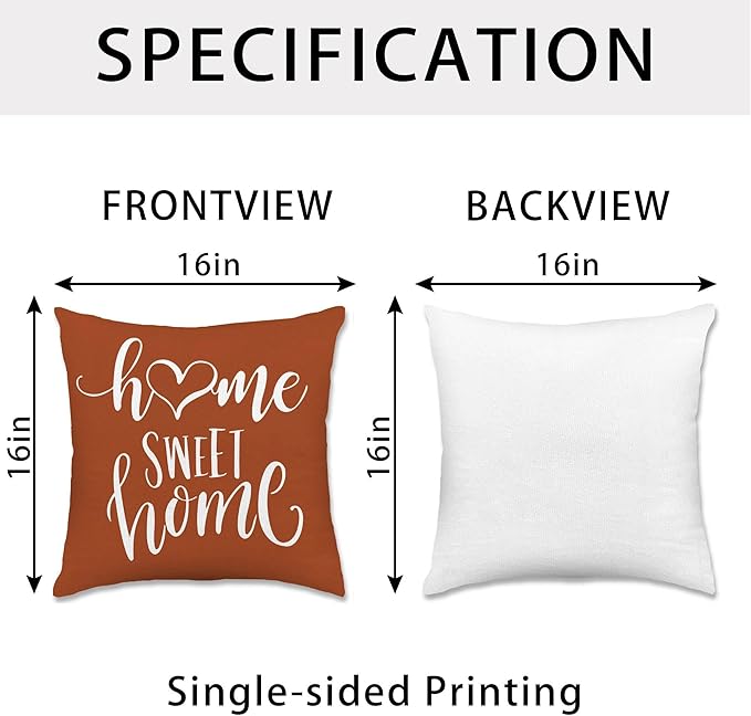 Hexagram Geometric Burnt Orange Pillow Covers 16x16 Set of 4, Decorative - Image 4