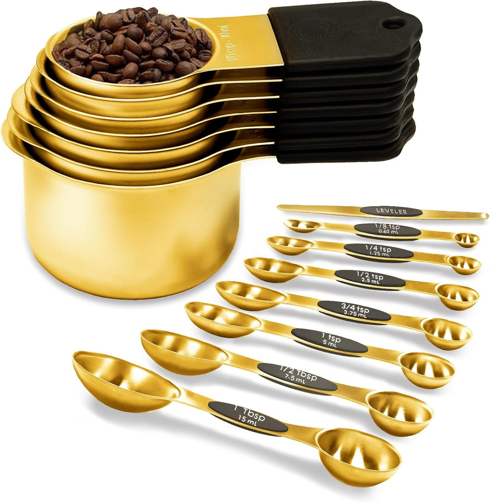 Magnetic Measuring Cups and Spoons Set, Including 7 Stainless Steel Nesting