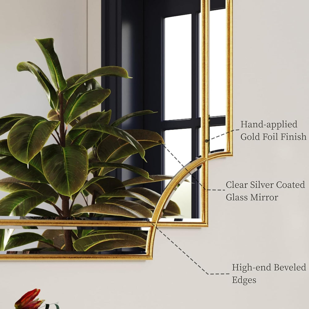32"x48" Gold Foil Scalloped Edge Decorative Vanity Wall Mirror