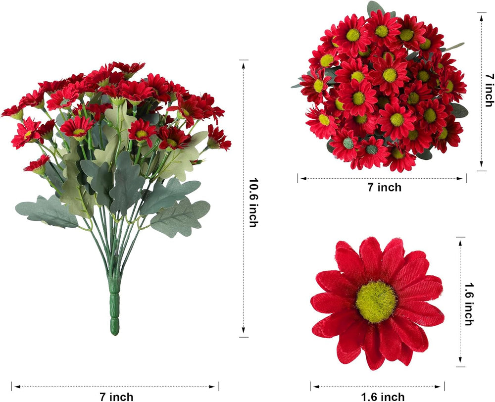 Daisy Artificial Flowers for Outdoors Autumn Fall Decoration, 6 Bundles Fake ...