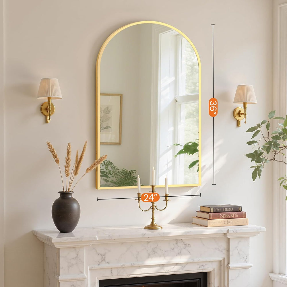 Sweetcrispy 24"x 36" Arched Gold Bathroom Mirrors for Wall, Vanity ...