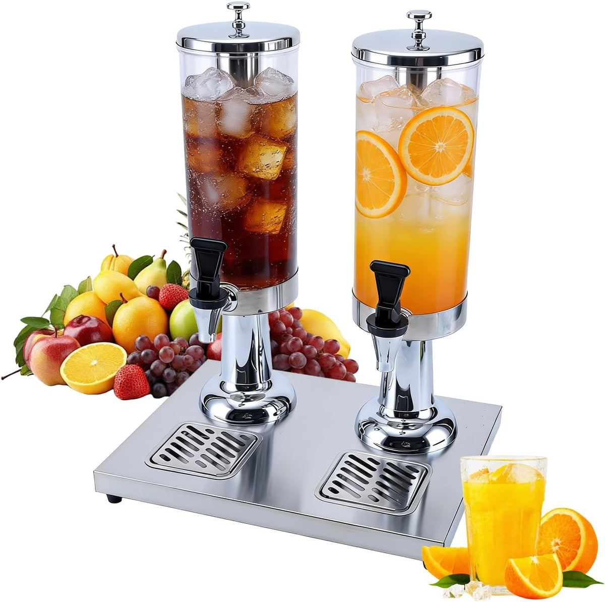 2-Gallon Drink Dispenser with Stainless Steel Drip Tray
