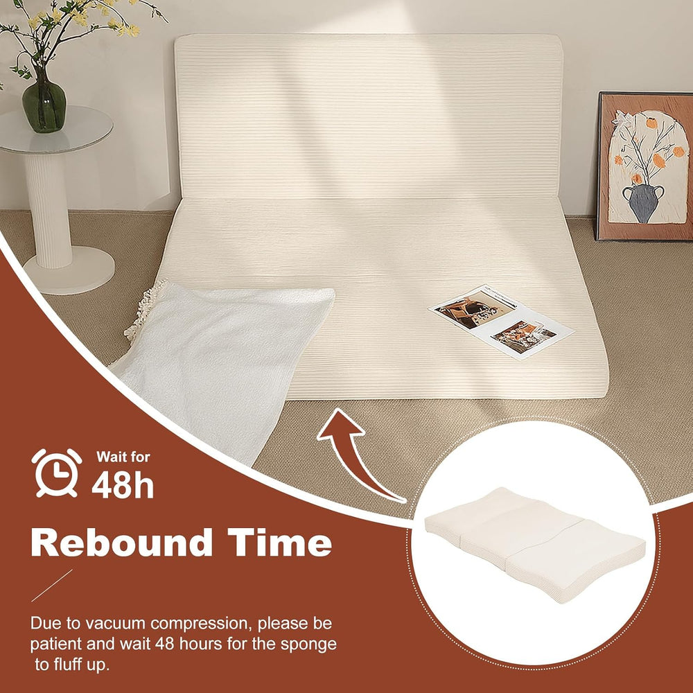 6-Inch Tri-Fold Foldable Mattress, Folding Sofa Bed with Removable Washable C...