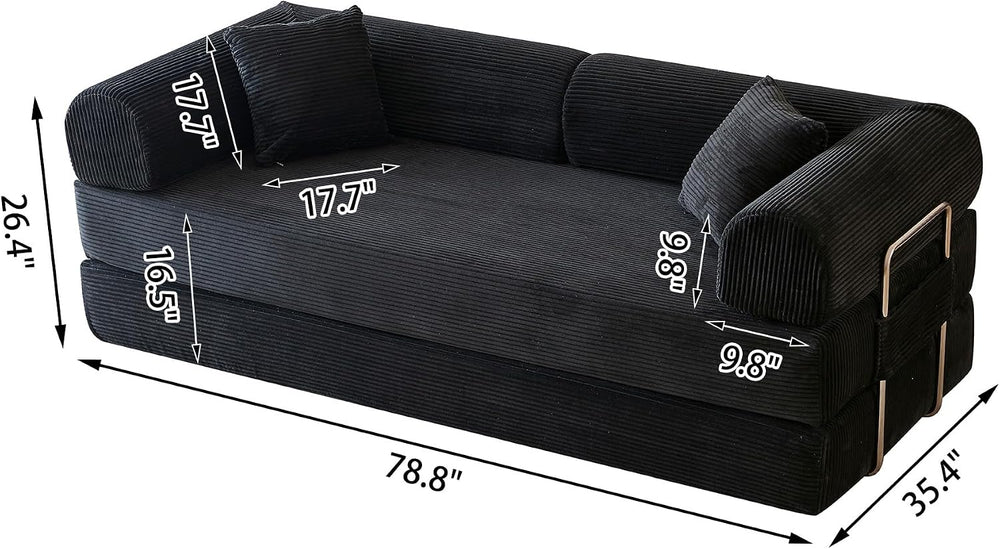 Eafurn 4-in-1 Boneless Convertible Sofa Bed, 79" Folding Mattress Couch ...