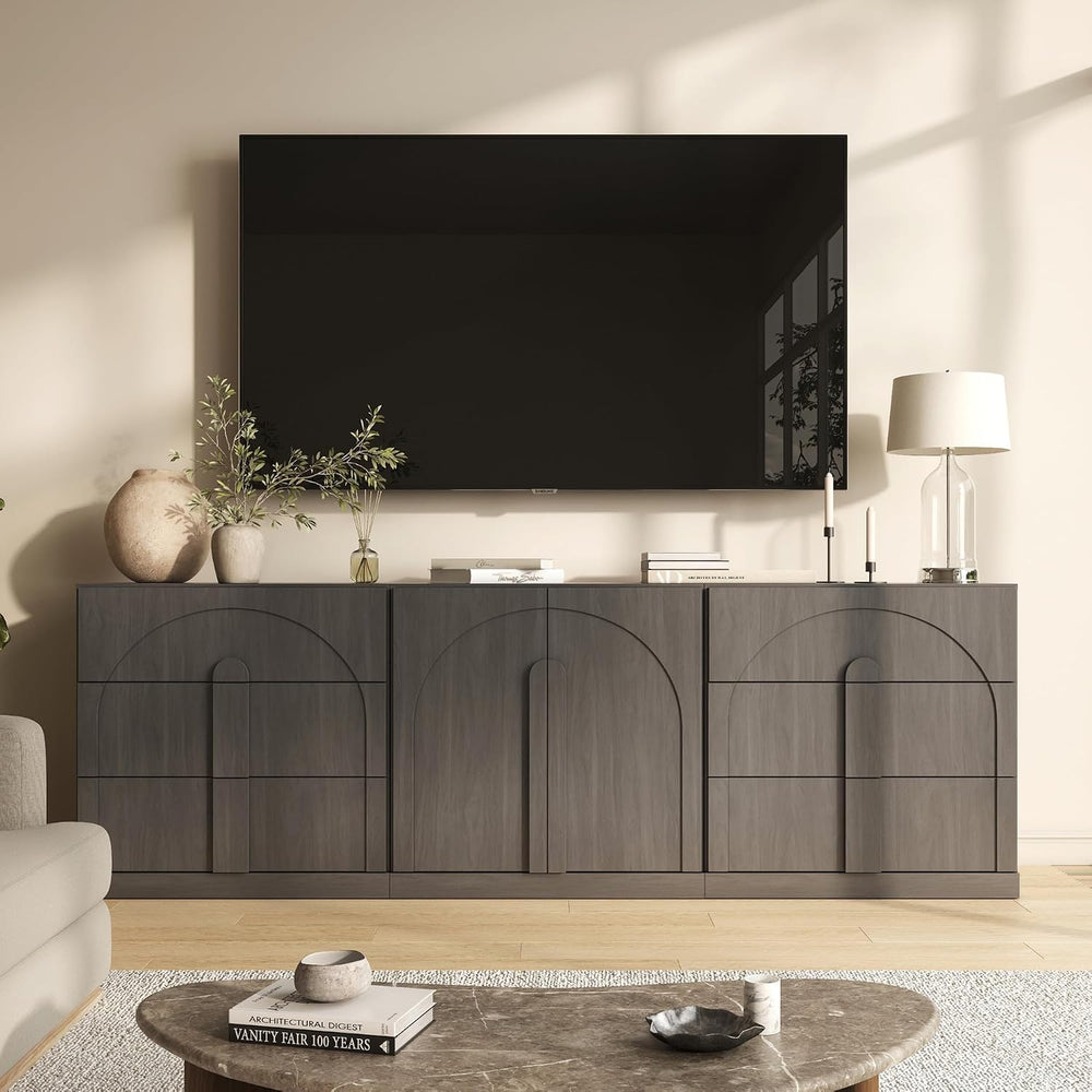 BELLEZE Bijou 3-Piece Modular Sideboard Buffet Cabinet - Ebony
