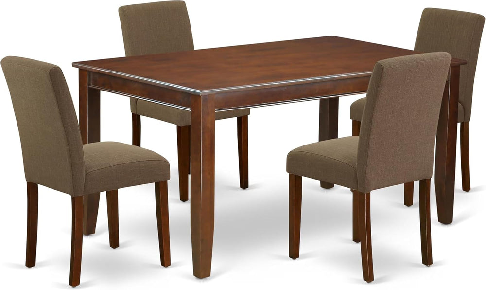 East West Furniture DUAB5-MAH-18 5 Piece Dining Set Includes a Rectangle Dini...