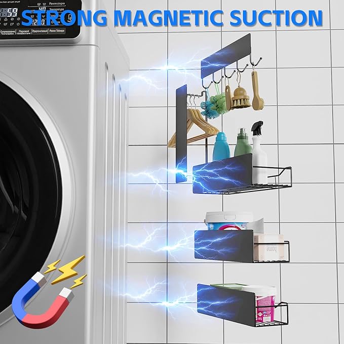 Magnetic Spice Rack for Refrigerator, 5 Pack Magnetic Fridge Organizer Shelves - Image 3