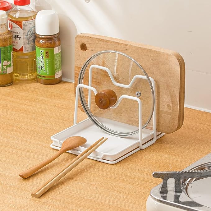 Poeland Pot Lid Holder, 2 Layers Pot Lids Organizer Multifunctional Lid and - Image 5